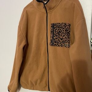 Vans Tan Fleece Jacket with Leopard Accent
